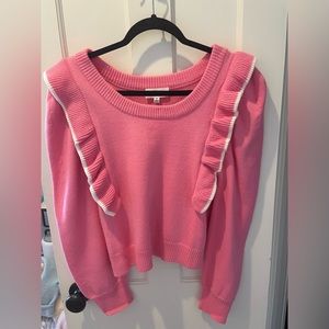Size medium pink day + moon ruffled sweater